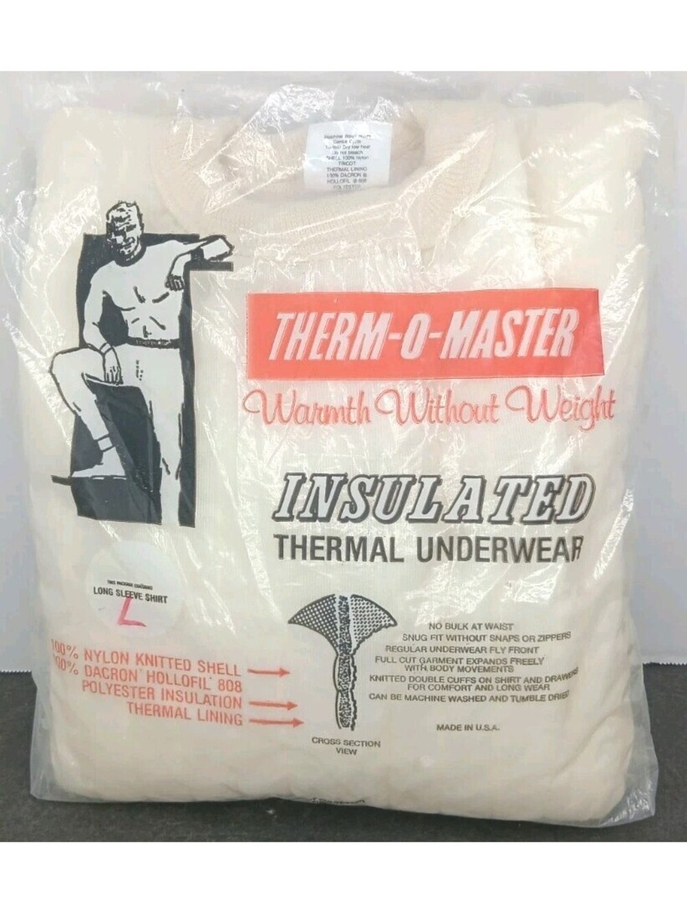VTG Deadstock THERM-O-MASTER Thermal Underwear Insulated Longsleeve Shirt Large